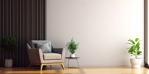 simple interior design with chairs and decorative plants in vases. generative AI