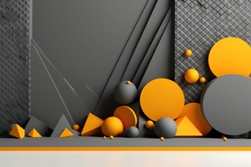 Abstract geometric white gray yellow and black background - Ideal for product placement