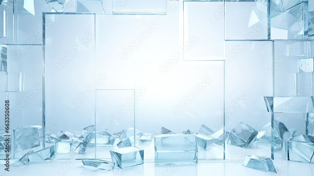 Poster a white background with a lot of cubes in it. generative ai