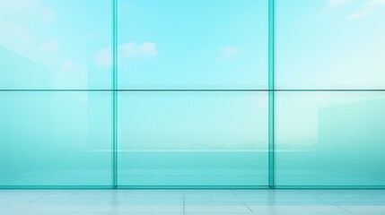  an empty room with a glass wall and a sky background.  generative ai