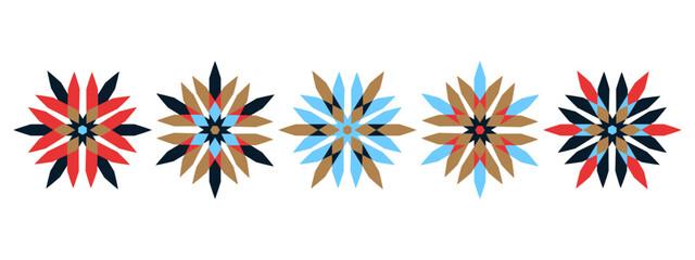 A set of abstract snowflakes.A Christmas symbol. Vector illustration.