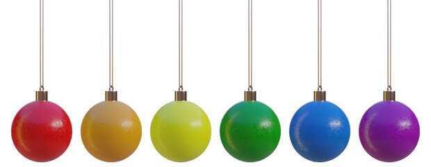 set of colorful christmas balls with transparent background, PNG, 3d christmas balls, colorful decoration balls