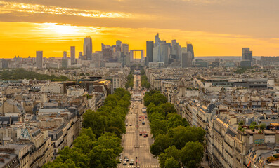 Panoramablick auf Paris vom Dach des Triumphbogens - obrazy, fototapety, plakaty