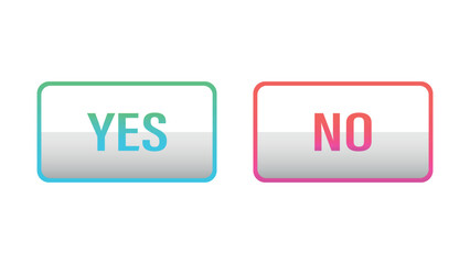 Colored yes and no buttons isolated on a white background
