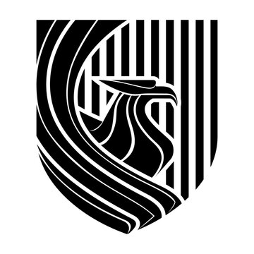 Shield Eagle vector black and white logo design illustration template
