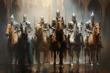 Noble knights clad in shining armor - Generative AI