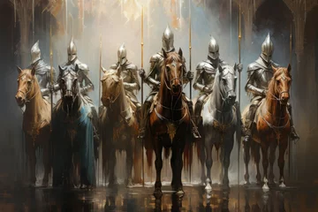 Fotobehang Noble knights clad in shining armor - Generative AI © Sidewaypics