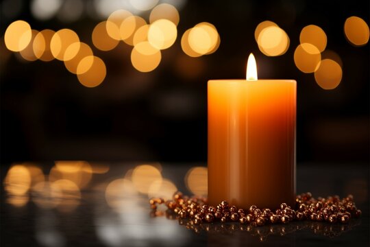 Cozy appreciation Round bokeh encircles a Thanksgiving themed aromatic candle