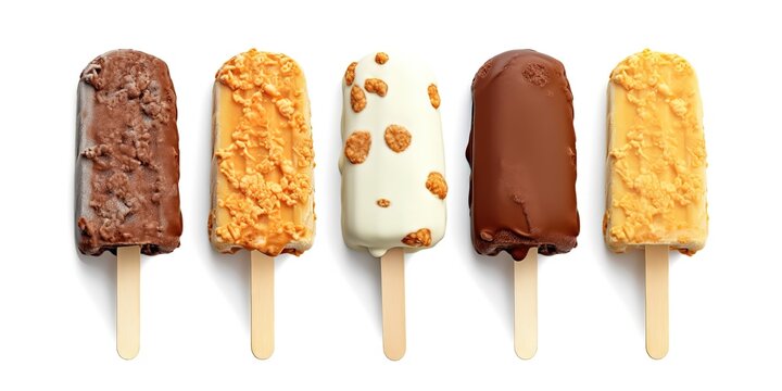 different kinds of ice cream popsicles, in the style of uncanny combinations. generative AI