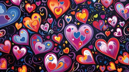 Fototapeta premium Hearts illustration background wallpaper design, love heart, valentines day card