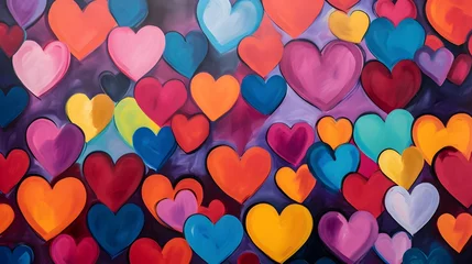 Fotobehang Hearts illustration background wallpaper design, love heart, valentines day card © Filip