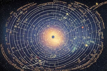 musical constellations in which stars arrange to form the notes and scales of an otherworldly cosmic symphony Abstract musical background illustration