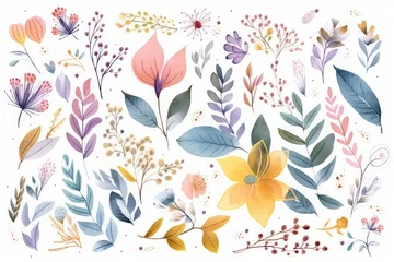 Gardinen watercolor style blossom flora pattern for invitation card backdrop © Align