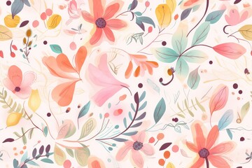 beautiful tropical floral bouquet pattern in watercolor style