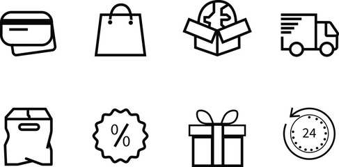 E-commerce shopping icons set.  vector Online shopping icons set and payment elements.