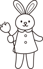 Easter bunny coloring drawing