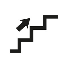 Stairs up vector icon, stairway, step icon, arrow, ladder sign symbol vector flat outline style illustration isolated on white background.