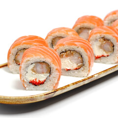 ROLL PHILADELPHIA EBI Rice, Nori, Cheese, Masago Roe, Shrimp, Salmon