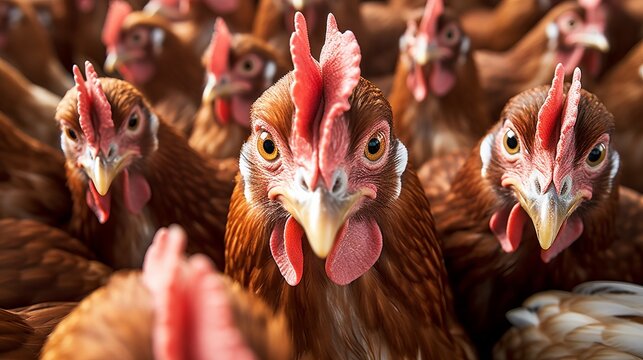 Chickens on traditional free range poultry farm in the netherlands