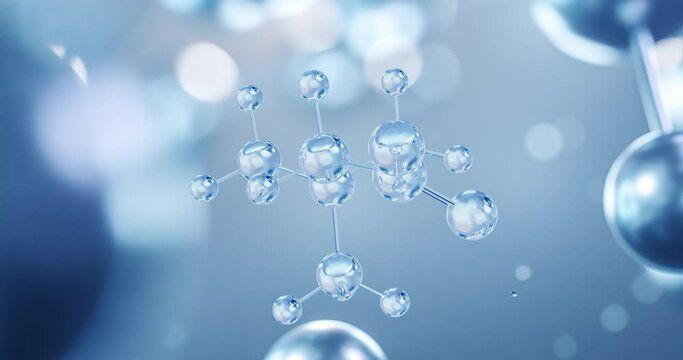 Trimethylglycine, rotating 3D model of betaine, seamless looped video, molecular structure with selective focus