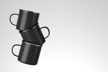 Metal mug mockup / Coffee or tea cup template on studio background