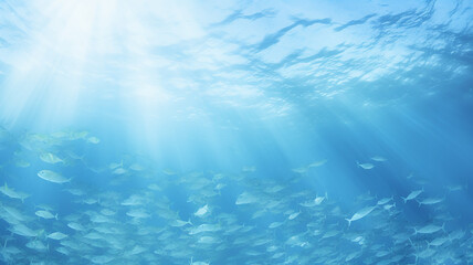 underwater sea ocean watercolor blue transparent background - obrazy, fototapety, plakaty