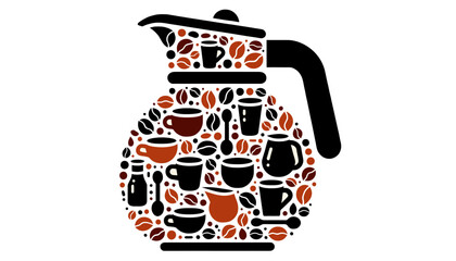 coffee carafe silhouette creamer spoon beans design illustration