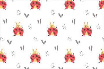 cute baby animal background - pattern with bugs