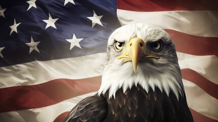 Bald Eagle on the American Flag background