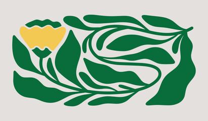 Groovy abstract flower art set. Organic floral doodle shapes in trendy naive retro hippie 60s 70s style. Botanic vector illustration