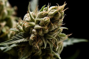 Naklejka na ściany i meble Cannabis bud. Marijuana bud high detail closeup macro shot. Ai generative