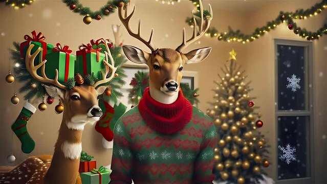 Deer in Christmas sweater