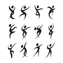 Set of Abstract people dancing icon logo template vector illustration
