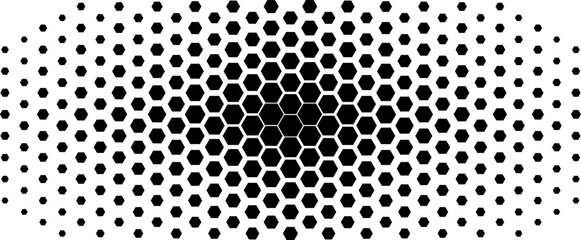 Hexagon Vector Abstract Geometric Technology Background. Halftone Hex Retro Simple Pattern. Minimal Style Dynamic Tech Wallpaper. Vector Formats - obrazy, fototapety, plakaty