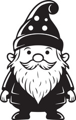 Fototapeta premium black and white cartoon winter gnome