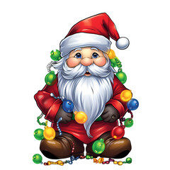 Cute Gnome Santa Claus Christmas Clipart Illustration