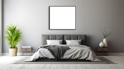 mock up picture frame in the bedroom