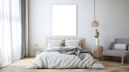 mock up picture frame in the bedroom