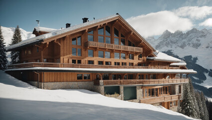Fototapeta na wymiar Alpine Ski Resort Chalet