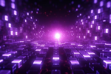 Futuristic energy grids purple, digital, ablaze with abstract luminance - obrazy, fototapety, plakaty