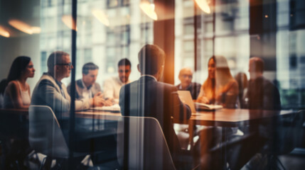 Group of business people having a meeting or brainstorming in a boardroom - obrazy, fototapety, plakaty