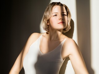 Fototapeta premium light and shadow, portrait of a woman