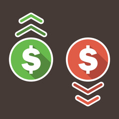 Dollar symbol up and down