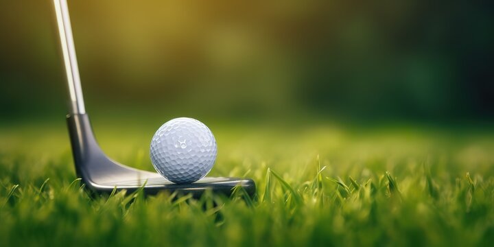 golf ball on a green field. generative AI