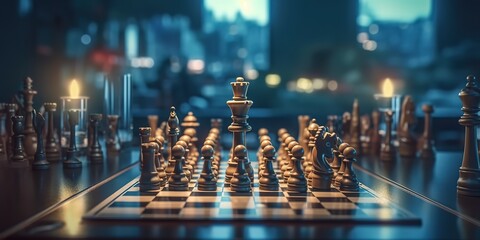 golden chess pawn on bokeh background. generative AI