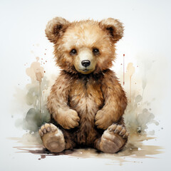 watercolor Bear clipart, Generative Ai