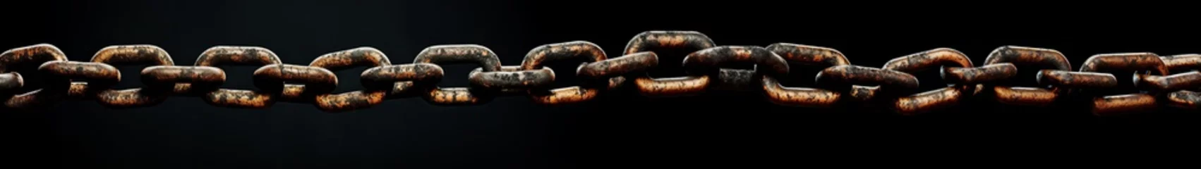 Foto op Plexiglas Rusty iron chain isolated object on black background © Nordiah