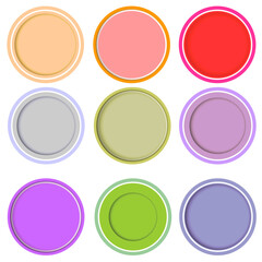 Set of colorful circles with shadows