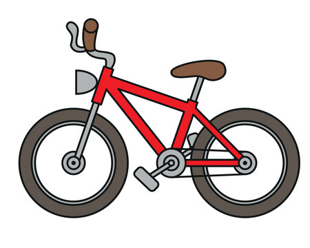 red bicycle cartoon style clip art preview