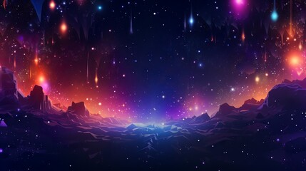 Fototapeta na wymiar Cosmic starfield and planets sci-fi arcade wallpaper with stars and moons